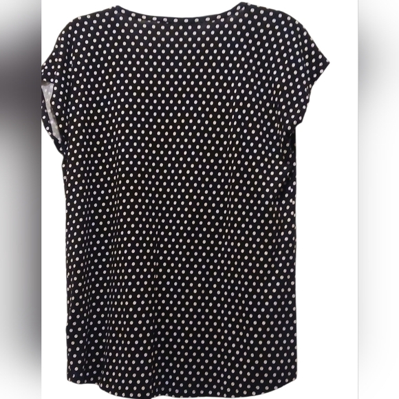 Michael Kors - Black Hi/Lo Blouse With White Poke dots, Flutter Sleeves,... - Picture 3 of 11